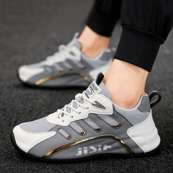 Vyrų kasdieniai sportiniai bateliai su kvėpuojančiu tinklo viršumi, žemas kulkšnies aukštis, raišteliai, injekciniu formuotas padas