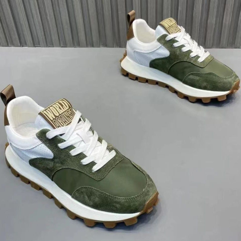 Bėgimo bateliai - žemas viršus, odos ir audinio patchwork, raišteliai, lengvi, priešslydinė