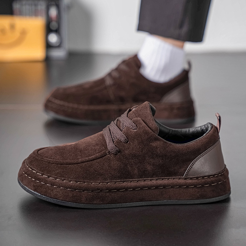 Vīriešu ikdienas board kurpes ar PU augšpusi, gumijas zoli, zemais augšdaļa, apaļš purns, uztur siltumu