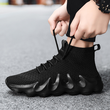 Vyriski sportiniai kasdieniai batai su tinklinio viršumi, oro pagalvė, guminė padas, EVA įdėklas, apvalus pirštų galas