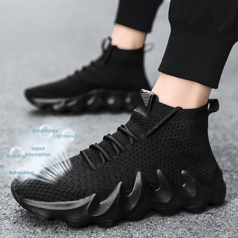 Vyriski sportiniai kasdieniai batai su tinklinio viršumi, oro pagalvė, guminė padas, EVA įdėklas, apvalus pirštų galas