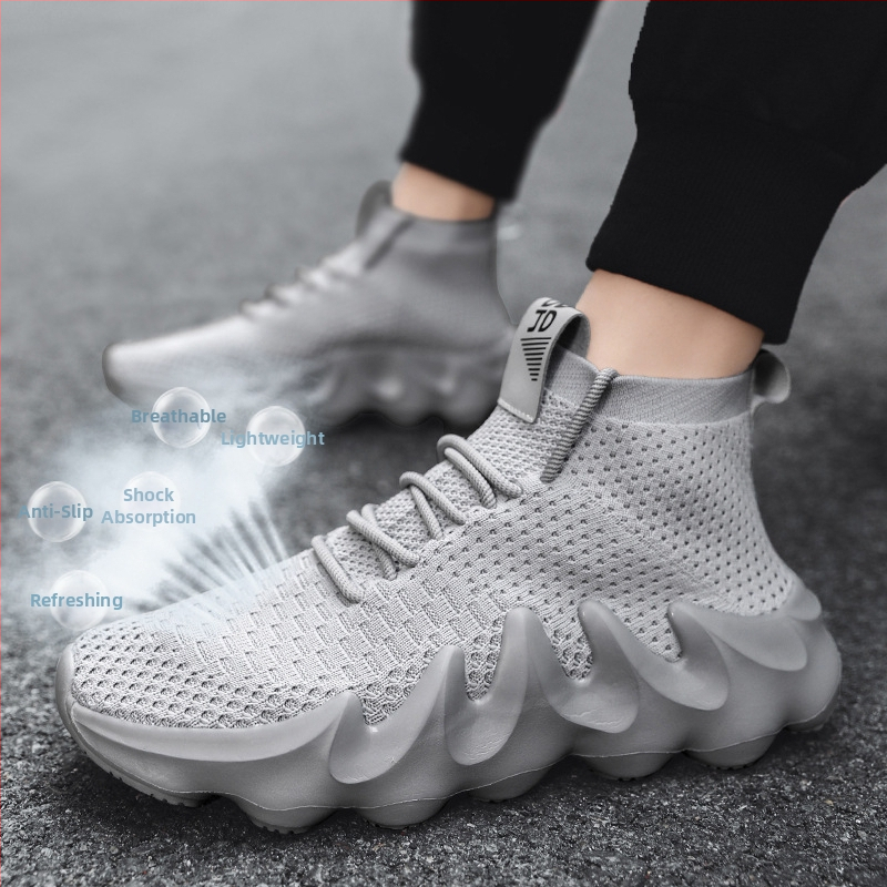 Vyriski sportiniai kasdieniai batai su tinklinio viršumi, oro pagalvė, guminė padas, EVA įdėklas, apvalus pirštų galas