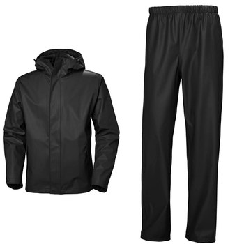 Suaugusiems skirtas lietaus komplektas su striuke ir kelnes; poliesterio audinys 0.38; PU atsparus vandeniui sluoksnis; universalus pončas motociklams ir elektriniams dviračiams