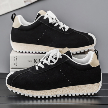 Vyriskūs sportbačiai su PU viršutine, gumine padas, kvėpuojanti vidinė medžiaga, neslystanti padas, žemas viršus, raišteliai, storas padas 3–5 cm