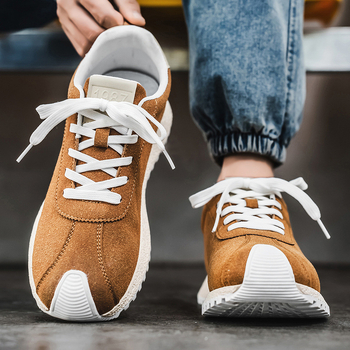 Vyriskūs sportbačiai su PU viršutine, gumine padas, kvėpuojanti vidinė medžiaga, neslystanti padas, žemas viršus, raišteliai, storas padas 3–5 cm