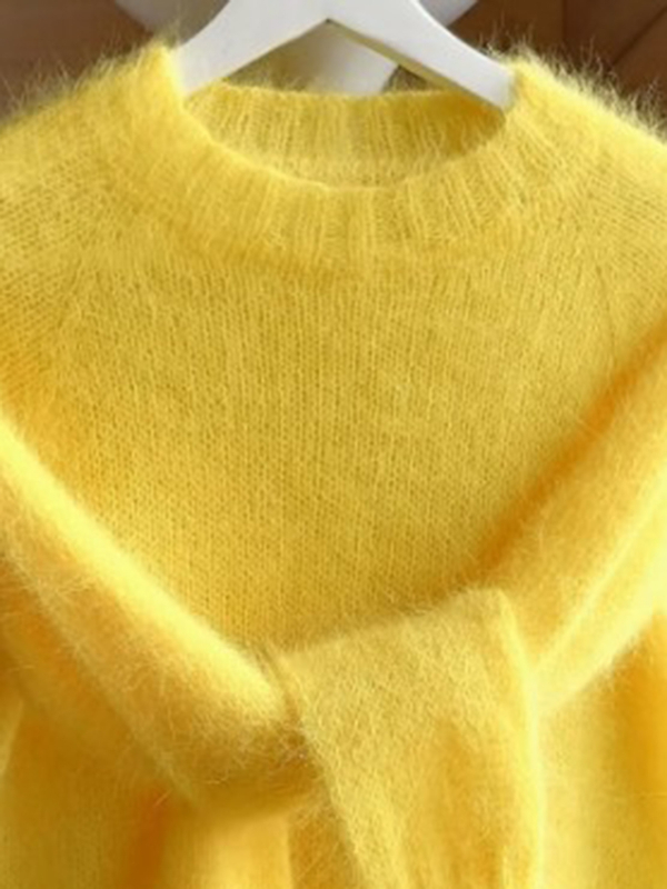 Ženski pulover s okruglim izrezom, dugi rukavi, regularna duljina, jednobojni poliester, 90–95% poliester, elegantan stil, zima 2025