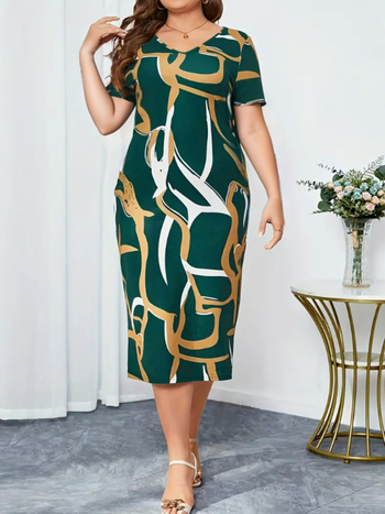 Be nemes ujjatlan spagetti pántos ruha, A-vonal, V-nyak, mintás, poliészter-spandek keverék, 2025 nyár, elegáns stílus