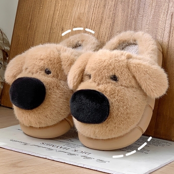 Vaikų medvilninės šlepetės vidaus naudojimui, unisex, viršus iš fleece, padas EVA, piešinėlis šuniukas, anti-slip ir šiltos