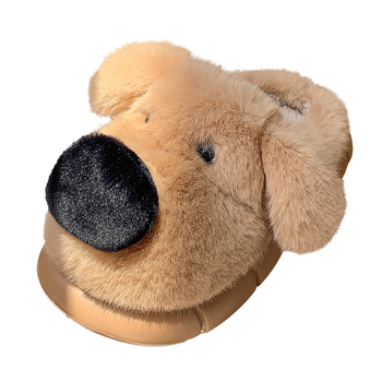 Vaikų medvilninės šlepetės vidaus naudojimui, unisex, viršus iš fleece, padas EVA, piešinėlis šuniukas, anti-slip ir šiltos