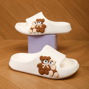 Täiskasvanute kingad karu mustriga, libisemisvastased EVA ülaosa ja EVA tald, platvorm, tald paksus üle 11 cm, teksilivooder