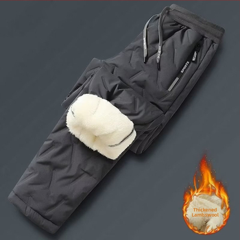 Vyriskos žiemos kelnės su medvilnės pildymu ir poliesterio pamušalu, tiesus kirpimas, vienos spalvos, aukšta juosmenė