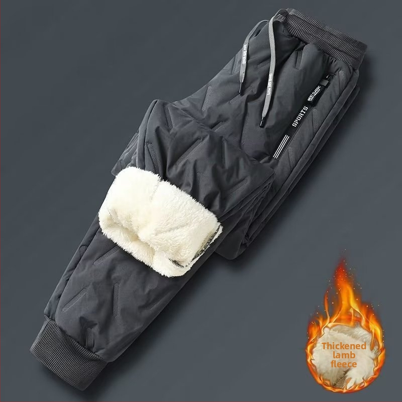 Vyriskos žiemos kelnės su medvilnės pildymu ir poliesterio pamušalu, tiesus kirpimas, vienos spalvos, aukšta juosmenė