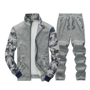 Muški kamuflažni fleece dvodijelni set s patentnim zatvaračem, stojeći ovratnik, dugi rukavi, lagani materijal