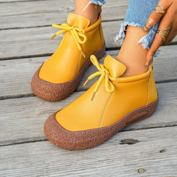 Μποτάκια αστραγάλου με στρογυρή μύτη, PU επάνω μέρος, καουτσούκ σόλα, χαμηλό τακούνι 1–3 εκ