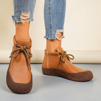 Μποτάκια αστραγάλου με στρογυρή μύτη, PU επάνω μέρος, καουτσούκ σόλα, χαμηλό τακούνι 1–3 εκ