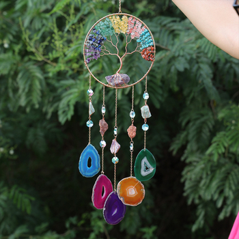 Dzīvības koks, sapņu ķērājs — kristāla zvaniņš, rokām adīts kulons skandināvu stilā istabas dekorašanai; PP maisiņā iepakojums; piemērots kā dāvana dzimšanas dienā vai ceļojumos; piemērots draugiem un klasesbiedriem