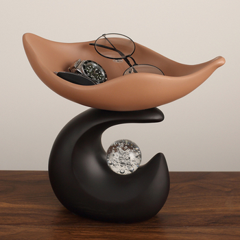 Οργανωτής γραφείου από ρητίνη σε κυματοειδές σχήμα, δίσκος αποθήκευσης κλειδιών με διακοσμητική κρυστάλλινη σφαίρα