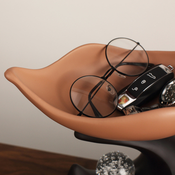 Οργανωτής γραφείου από ρητίνη σε κυματοειδές σχήμα, δίσκος αποθήκευσης κλειδιών με διακοσμητική κρυστάλλινη σφαίρα