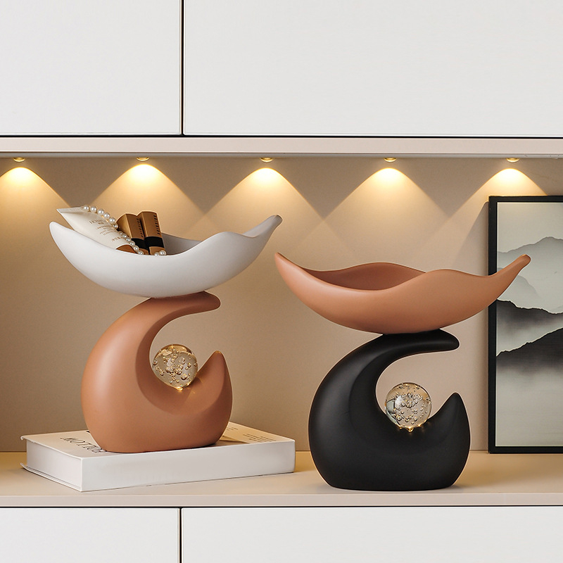 Οργανωτής γραφείου από ρητίνη σε κυματοειδές σχήμα, δίσκος αποθήκευσης κλειδιών με διακοσμητική κρυστάλλινη σφαίρα