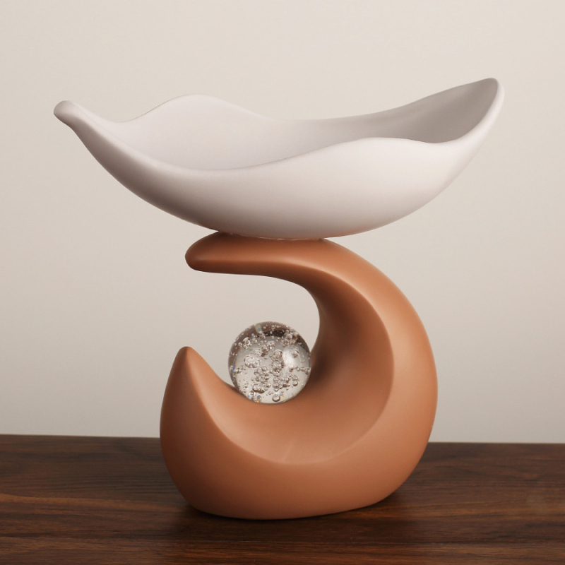 Οργανωτής γραφείου από ρητίνη σε κυματοειδές σχήμα, δίσκος αποθήκευσης κλειδιών με διακοσμητική κρυστάλλινη σφαίρα