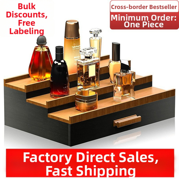 Medinė kosmetikos laikymo dėžutė su stalčiumi ir paslėptu sluoksniu, parfumo ekspozicijos laikiklis (Medinė; Stalčius; Paslėptas sluoksnis; Parfumo ekspozicijos laikiklis; Logotipo spausdinimas galimas)