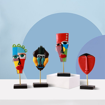 Γλυπτό από συνθετική ρητίνη σε ευρωπαϊκό στυλ για σαλόνι ή βιτρίνα — αφηρημένο πρόσωπο, μάρκα Shengwang Aristocratic Family