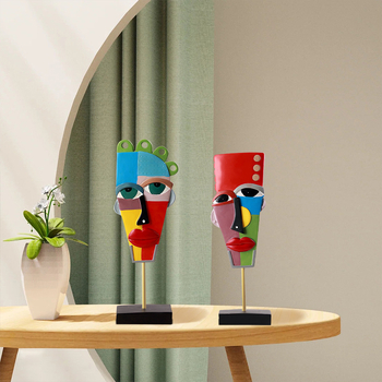 Γλυπτό από συνθετική ρητίνη σε ευρωπαϊκό στυλ για σαλόνι ή βιτρίνα — αφηρημένο πρόσωπο, μάρκα Shengwang Aristocratic Family