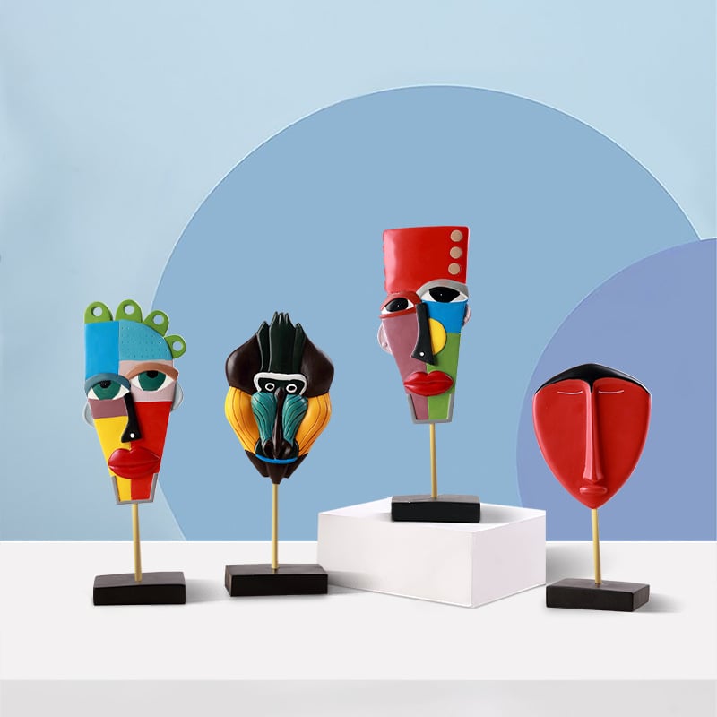 Γλυπτό από συνθετική ρητίνη σε ευρωπαϊκό στυλ για σαλόνι ή βιτρίνα — αφηρημένο πρόσωπο, μάρκα Shengwang Aristocratic Family