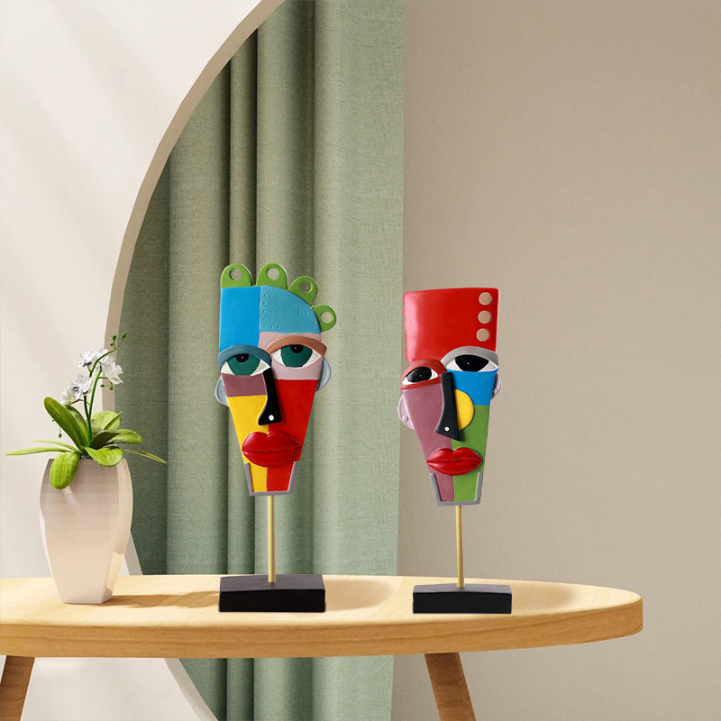 Γλυπτό από συνθετική ρητίνη σε ευρωπαϊκό στυλ για σαλόνι ή βιτρίνα — αφηρημένο πρόσωπο, μάρκα Shengwang Aristocratic Family