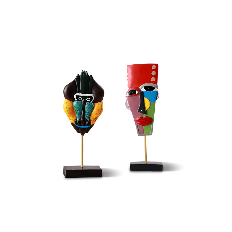 Γλυπτό από συνθετική ρητίνη σε ευρωπαϊκό στυλ για σαλόνι ή βιτρίνα — αφηρημένο πρόσωπο, μάρκα Shengwang Aristocratic Family