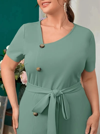 Rochie din poliester, siluetă sirenă, decolteu în V, mâneci 3/4, lungime medie