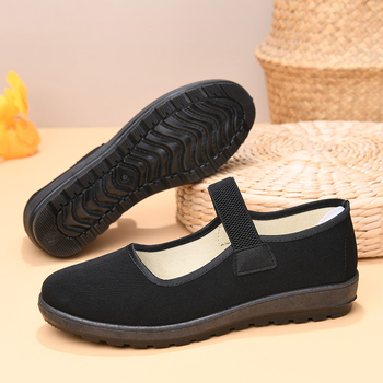 Moteriški drobės slip-on bateliai, flokavimas viršuje, mišraus tipo padas, apvali pirštas, žemas profilis