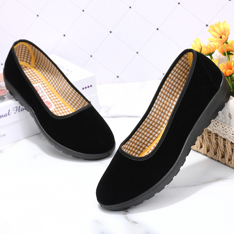 Moteriški drobės slip-on bateliai, flokavimas viršuje, mišraus tipo padas, apvali pirštas, žemas profilis