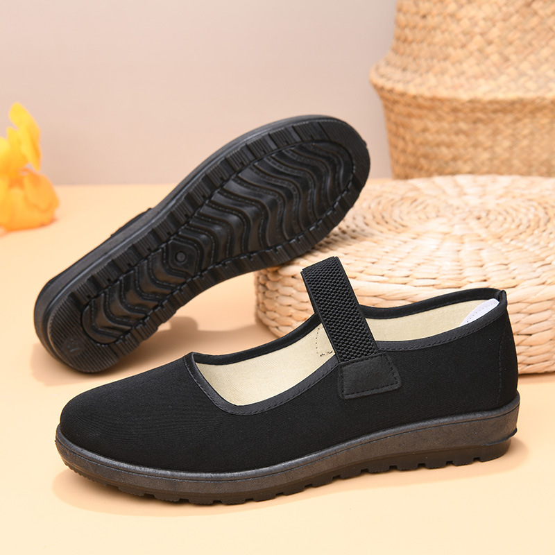 Moteriški drobės slip-on bateliai, flokavimas viršuje, mišraus tipo padas, apvali pirštas, žemas profilis