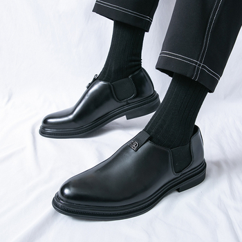 Mocasin Slip-On pentru bărbați - partea superioară PU, talpă din cauciuc, vârf pătrat, 3–5 cm înălțime a tocurii, vară 2025, pantofi casual din piele