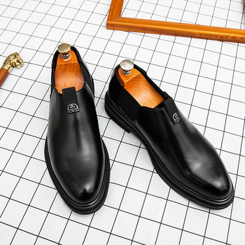 Mocasin Slip-On pentru bărbați - partea superioară PU, talpă din cauciuc, vârf pătrat, 3–5 cm înălțime a tocurii, vară 2025, pantofi casual din piele