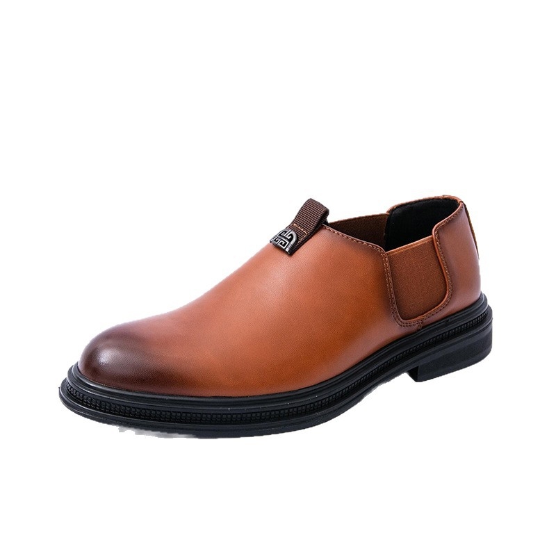 Ανδρικοί loafers slip-on - PU επάνω μέρος, καουτσούκ σόλα, τετράγωνη μύτη, ύψος φτέρνας 3–5 cm, καλοκαίρι 2025, καθημερινά δερμάτινα παπούτσια