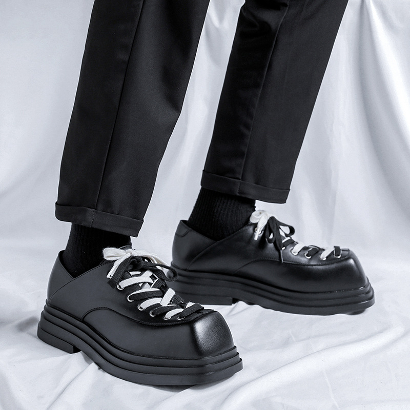 Pantofi de bărbați din PU, vârf pătrat, platformă, stil britanic, business-casual, creștere înălțime