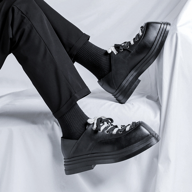 Pantofi de bărbați din PU, vârf pătrat, platformă, stil britanic, business-casual, creștere înălțime