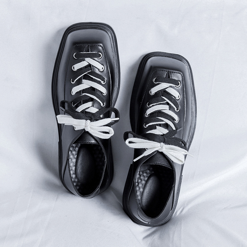 Pantofi de bărbați din PU, vârf pătrat, platformă, stil britanic, business-casual, creștere înălțime