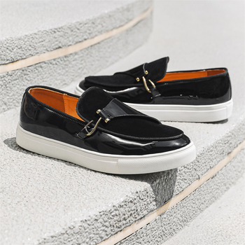 Loafers bărbătești din PU, slip-on, primăvară; vârf ascuțit; talpă din cauciuc; toc mic 1–3 cm