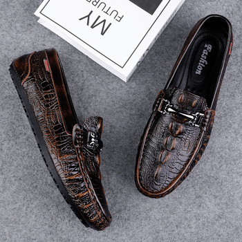 Minsisuyoshi Slip-On vyriški kasdieniniai batai — guminis padas, galvijų odos viršus, apvalus pirštas, kvėpuojantys, pavasaris