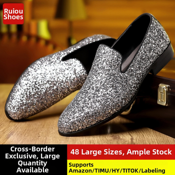 Vyriniai loafers iš dirbtinės PU odos, gumos padas, odinė piršto kapsė, žemas viršus, verslo stilius, vasara 2025