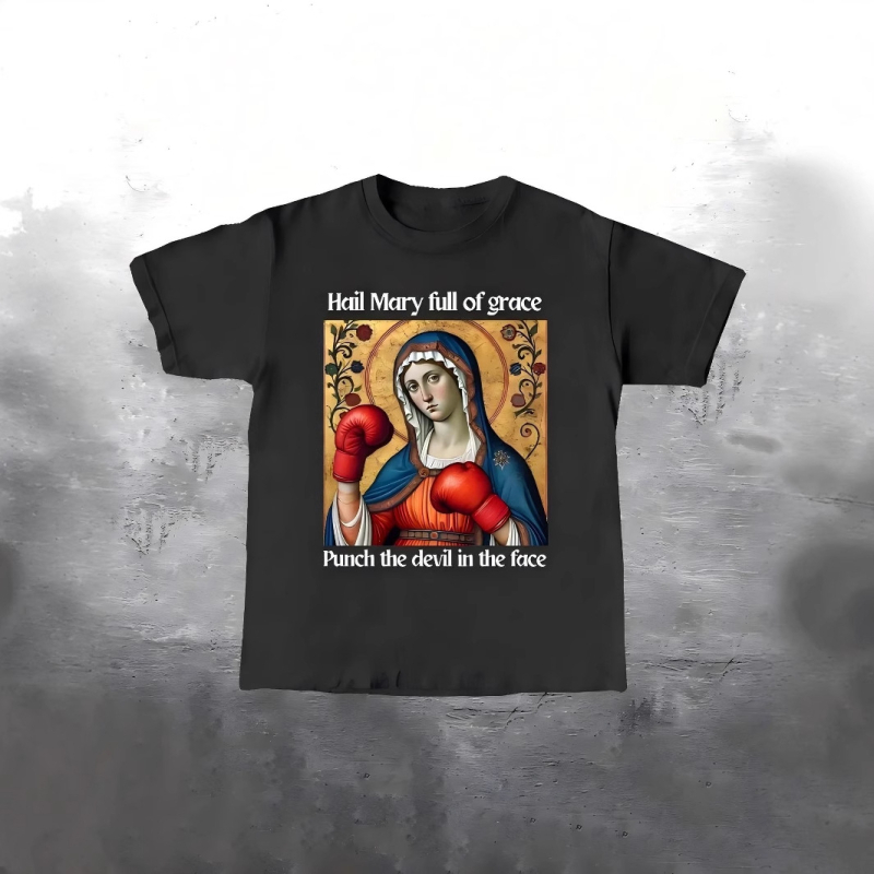 Μπλούζα T‑shirt με εκτύπωση καρτούν, street hipster στυλ, στρογγυλός λαιμός, κοντό μανίκι, πολυεστέρας με ελαστάνη