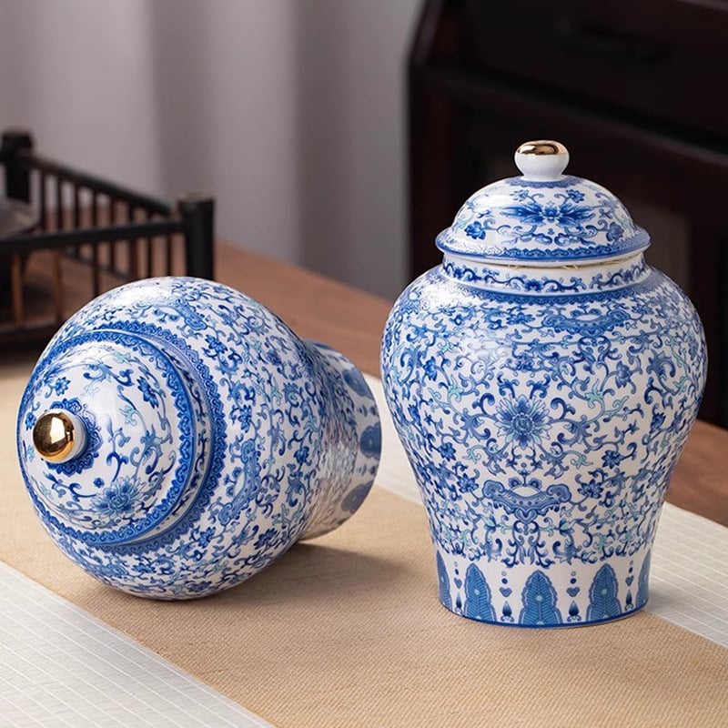 Keraminė arbatos dėžutė su Magnolia raštu, sandariai uždaryta, atspari drėgmei, po glazūros apdaila, pritaikoma