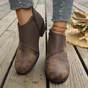 Γυναικείες μποτίνες Martin - στρογγυλός μύτης, φαρδύς τακούνι, ύψος τακουνιού 3–5 cm, πλαϊνό φερμουάρ, PU επάνω μέρος