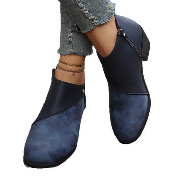 Γυναικείες μποτίνες Martin - στρογγυλός μύτης, φαρδύς τακούνι, ύψος τακουνιού 3–5 cm, πλαϊνό φερμουάρ, PU επάνω μέρος