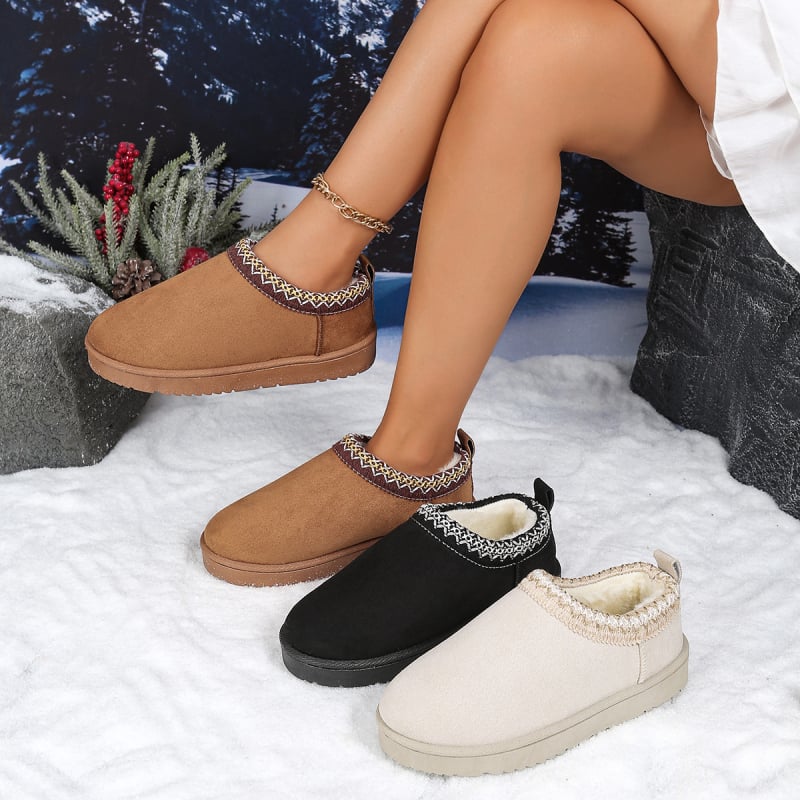 Női havas csizma, fleece belsővel, velúr felsőrész, gumitalp, alacsony szár, slip-on