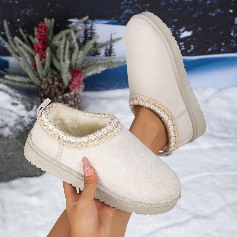 Női havas csizma, fleece belsővel, velúr felsőrész, gumitalp, alacsony szár, slip-on