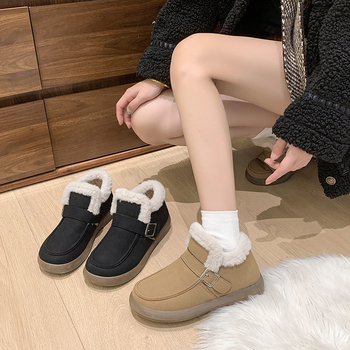 Ženske zimske čizme od nubuka – Slip-On, debela potplat, podstava od janjećeg vune, casual stil